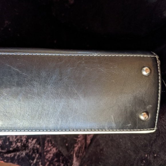 Flora Louis Leather Checkerboard Handbag Purse Excellent Black & White, Timeless - Picture 14 of 16